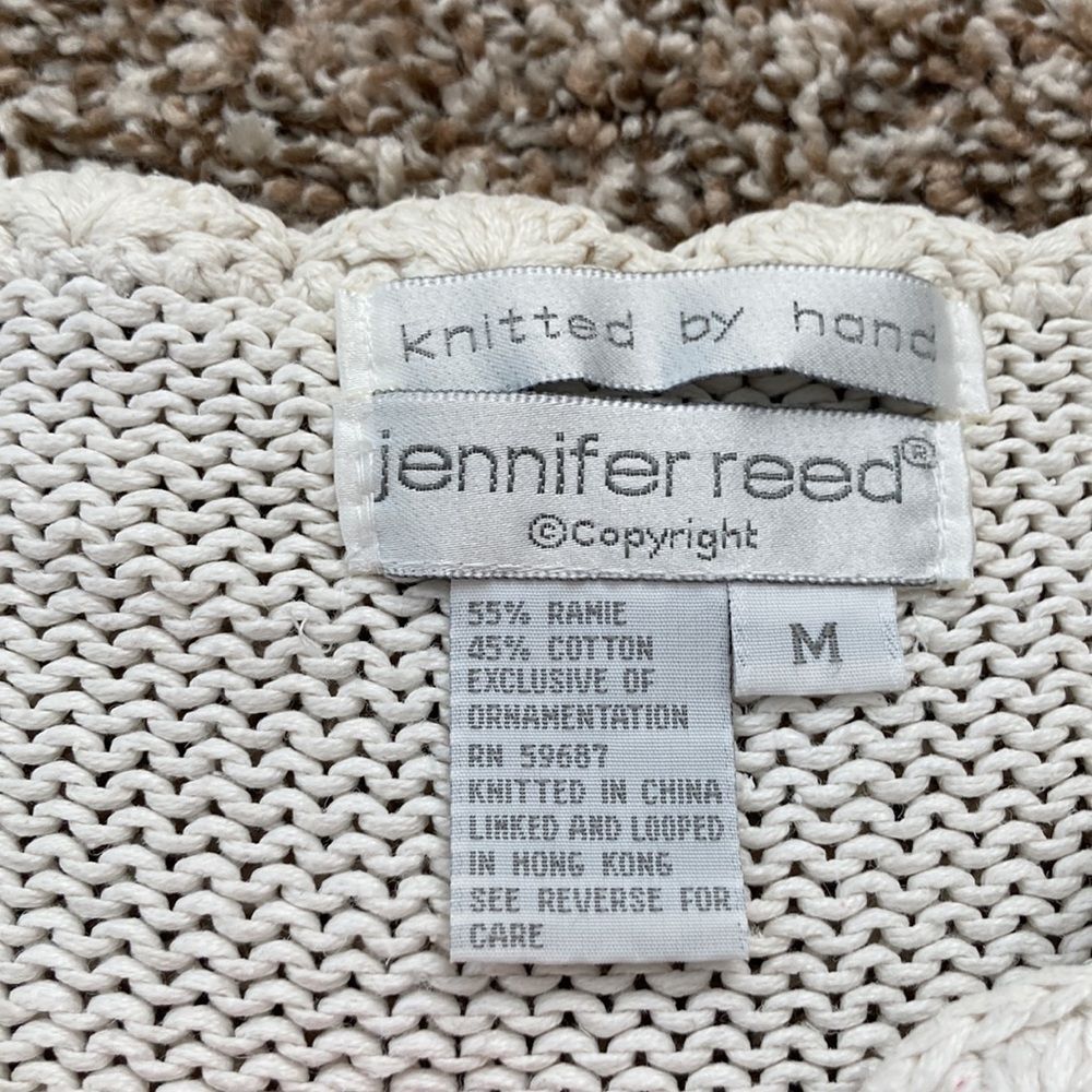 Vintage Jennifer Reed Hand Knit Embroidered Floral Winter Sweater Medium - Picture 8 of 16